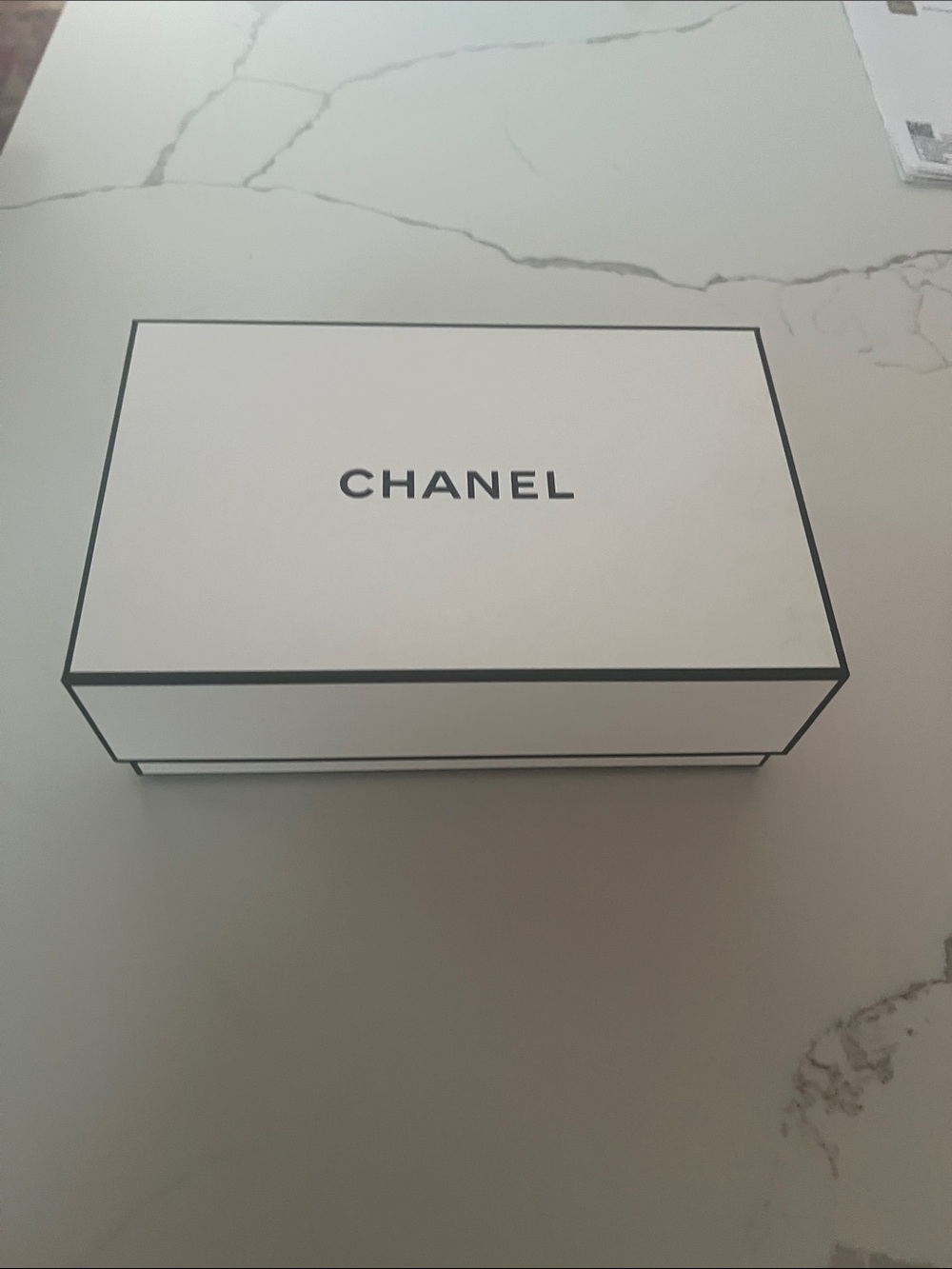 CHANEL White Box with Black Trim